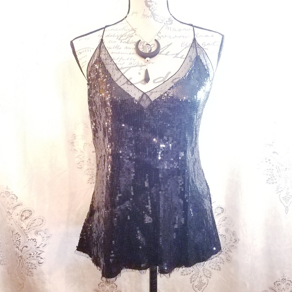 NWT Free People Sequined Camisole Tank Top - Picture 2 of 4